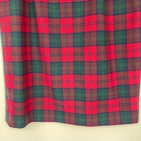 Pendleton Sz 12 Petite Wool Red Green Black Lined Skirt Pleated Pockets Tartan - Picture 13 of 16